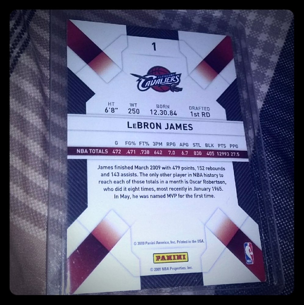 Lebron James Panini Threads Card '2009